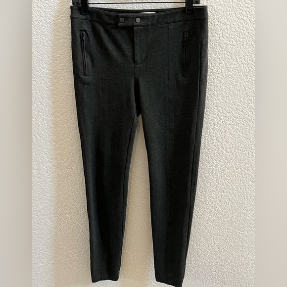 Vince Ponte Front Seam Riding Pants Zip Pockets Gray Size 8 - Picture 2 of 9